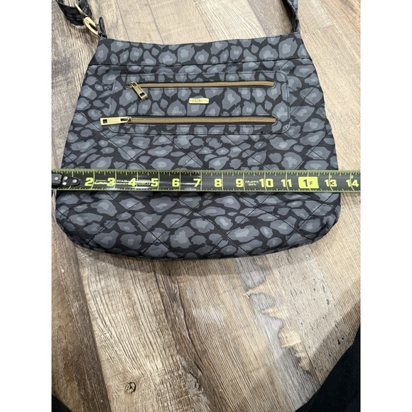 Travelon Anti Theft RFID Purse Crossbody Gray Black Animal Print Shoulder Bag - Picture 10 of 11